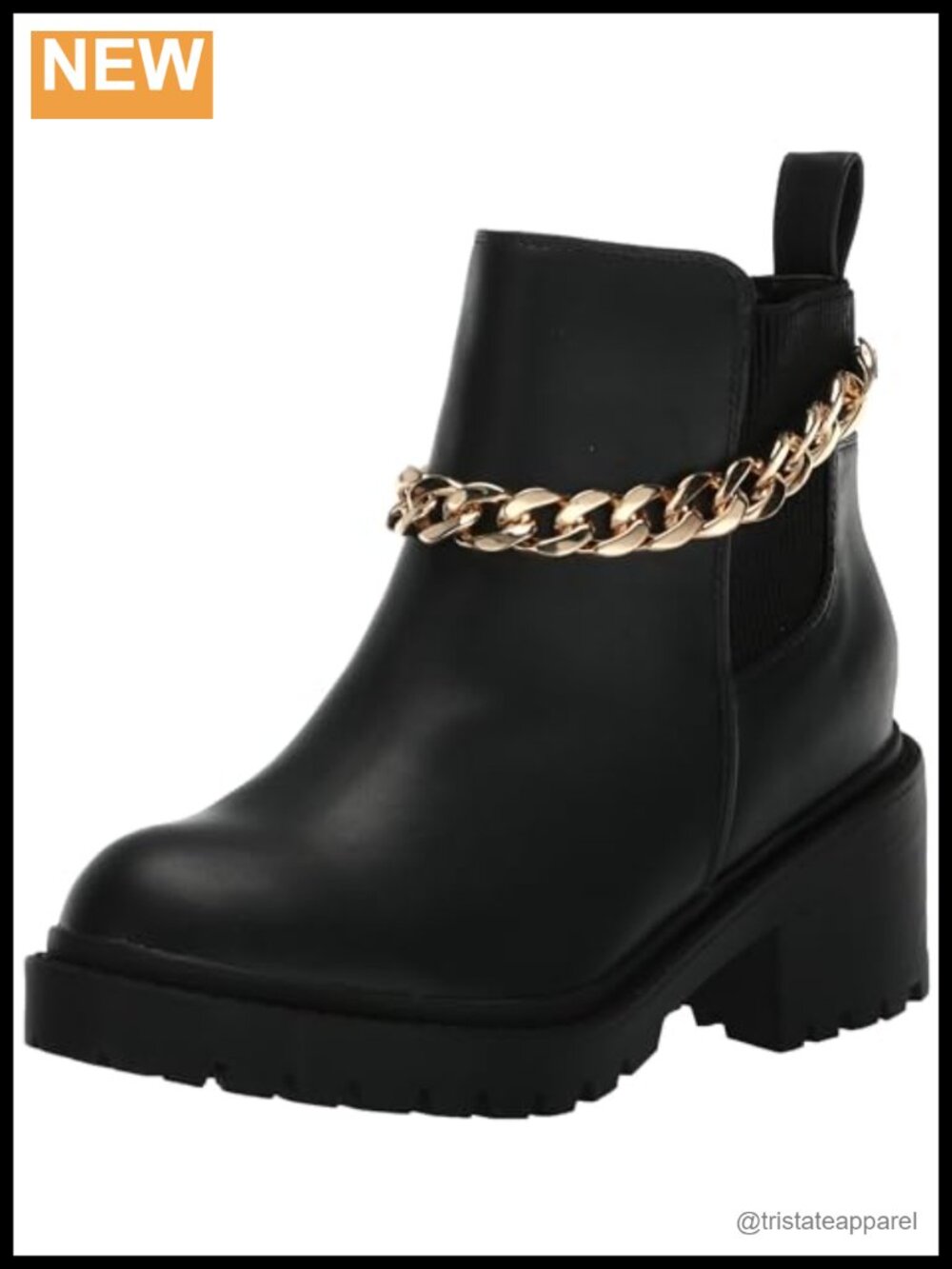 EVANS Wide Fit Faux Leather Chain Ankle Boot